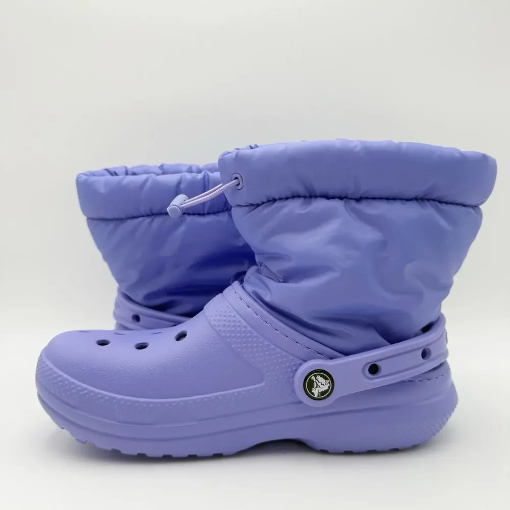 Crocs Womens Classic Lined Neo Puff Boots Size 6 Purple NWT